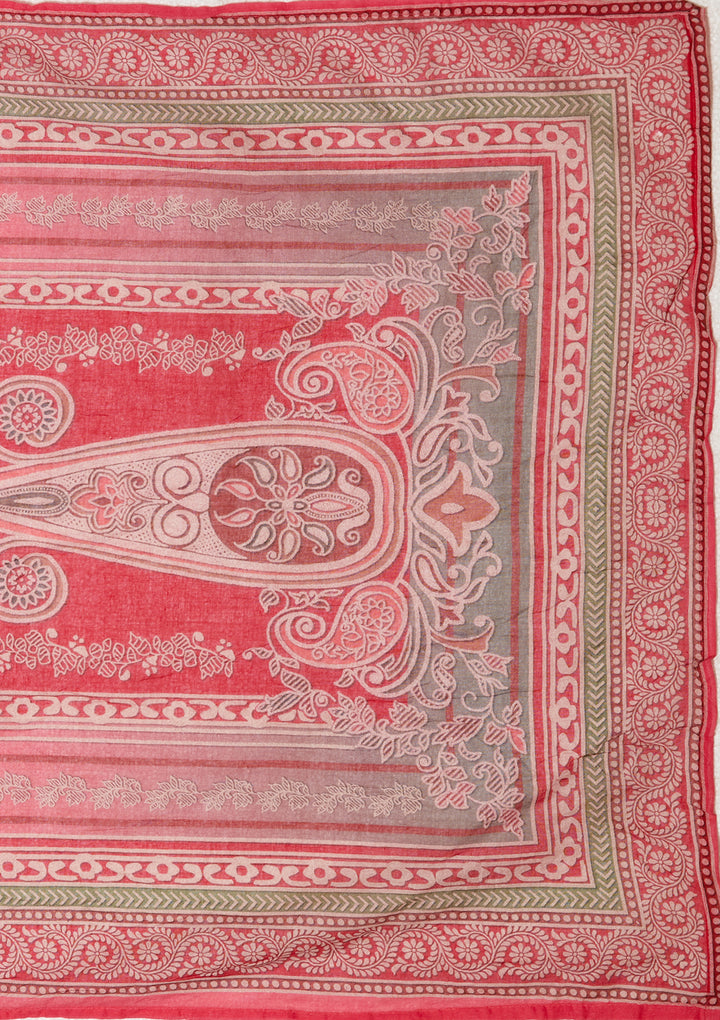 Gajari Pink Chanderi Abstract Geometric Cutdana Straight Kurta With Regular Pant And Dupatta