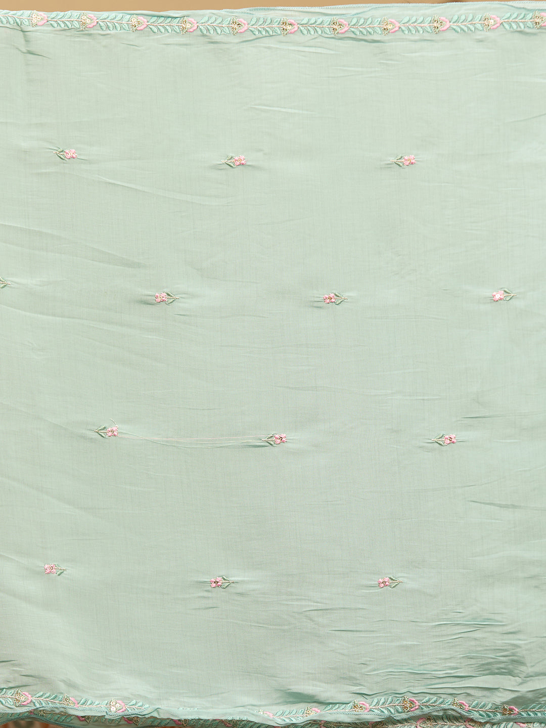 Sky Blue Threadwork Chanderi Readymade Salwar Suit