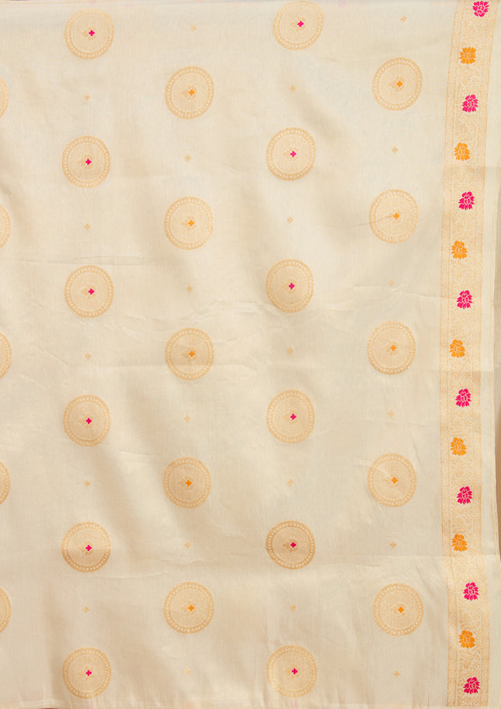 Beige No Work (Plain) Brocade Readymade Salwar Suit