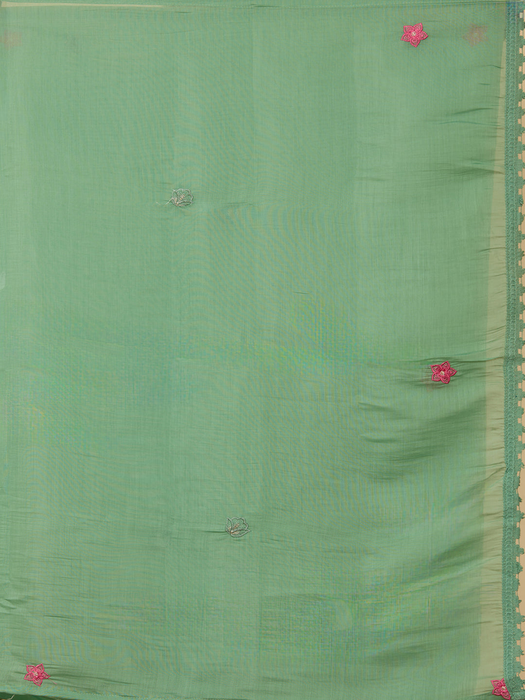 Sea Green Threadwork Chanderi Readymade Salwar Suit