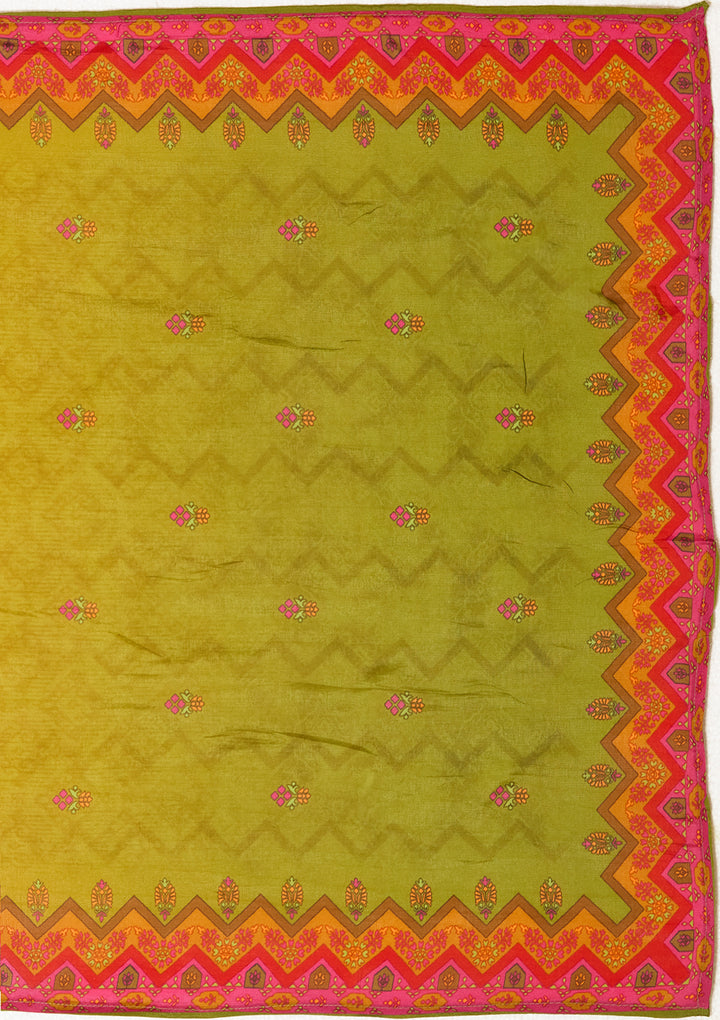 Mehandi Green Multi Art Silk Abstract Geometric Cutdana Straight Kurta With Pant Regular And Dupatta