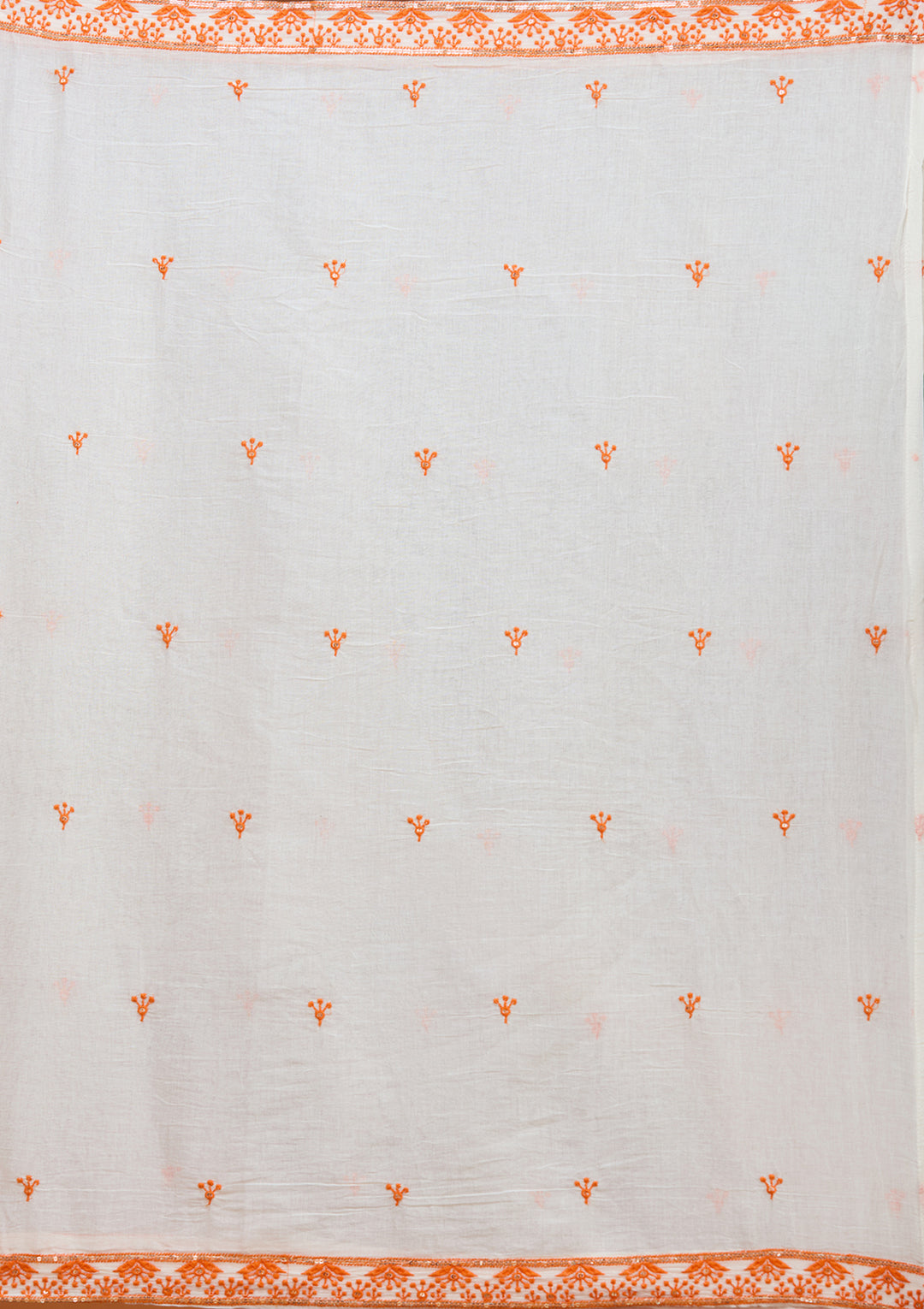 Off White Threadwork Chanderi Readymade Salwar Suit