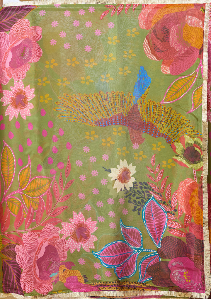 Green Cutdana Crepe Readymade Salwar Suit