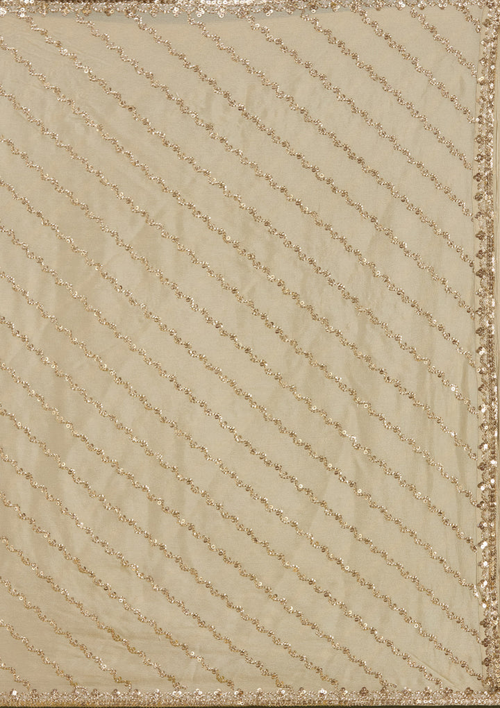 Beige Sequins Georgette Readymade Salwar Suit