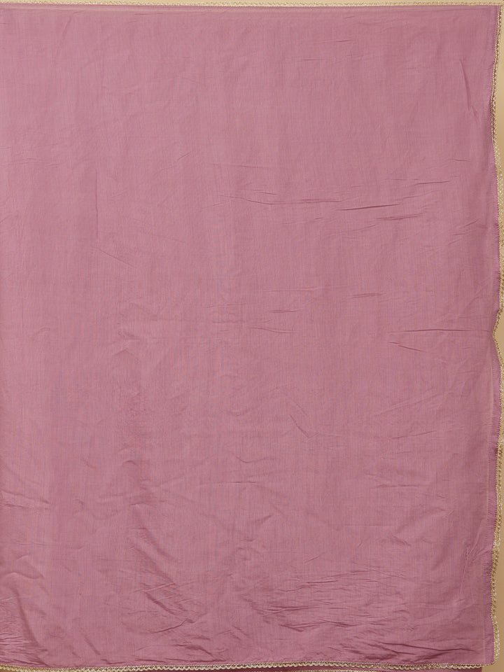 Lavender Mirrorwork Chanderi Readymade Salwar Suit