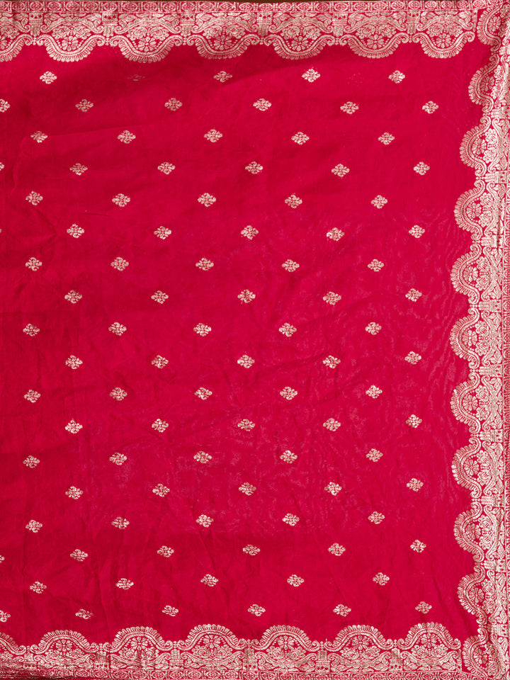 Rani Pink Threadwork Chanderi Readymade Salwar Suit