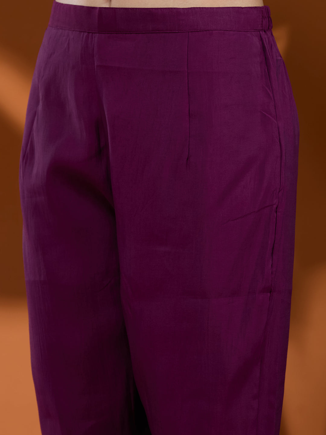 Wine Threadwork Chanderi Readymade Salwar Suit