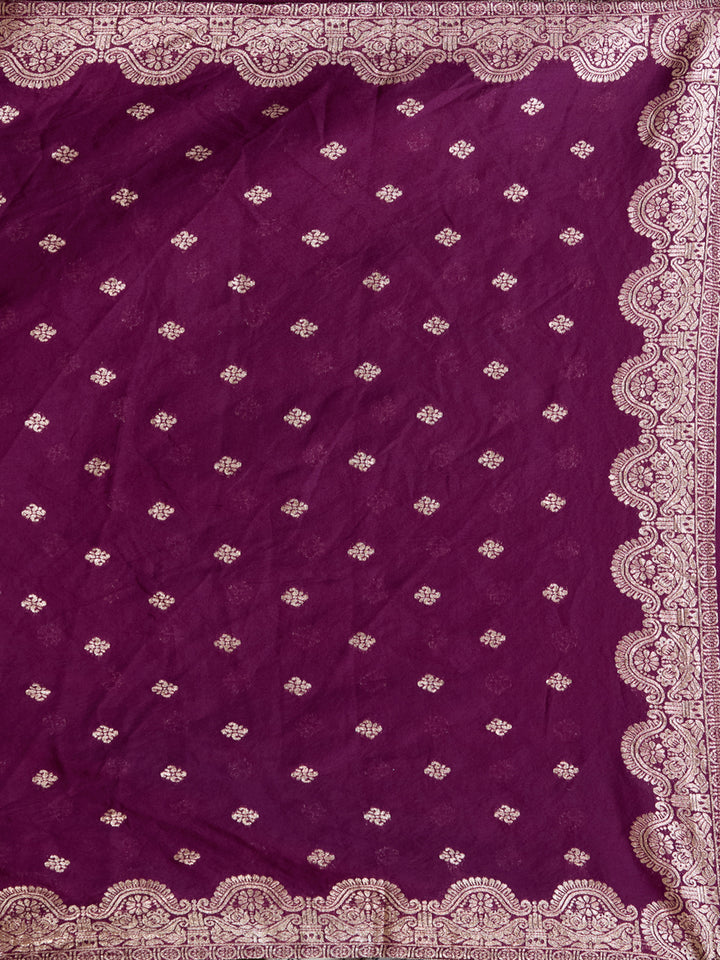 Wine Threadwork Chanderi Readymade Salwar Suit