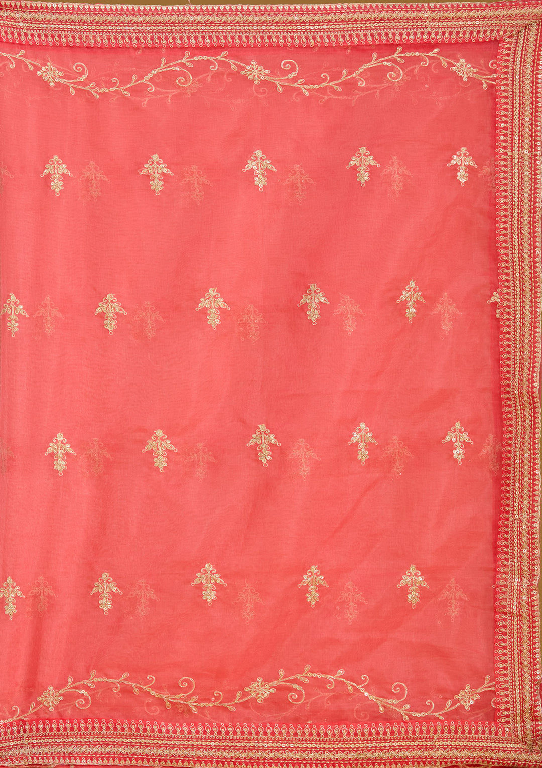 Orange Zariwork (Gold) Soft Raw Silk Readymade Salwar Suit