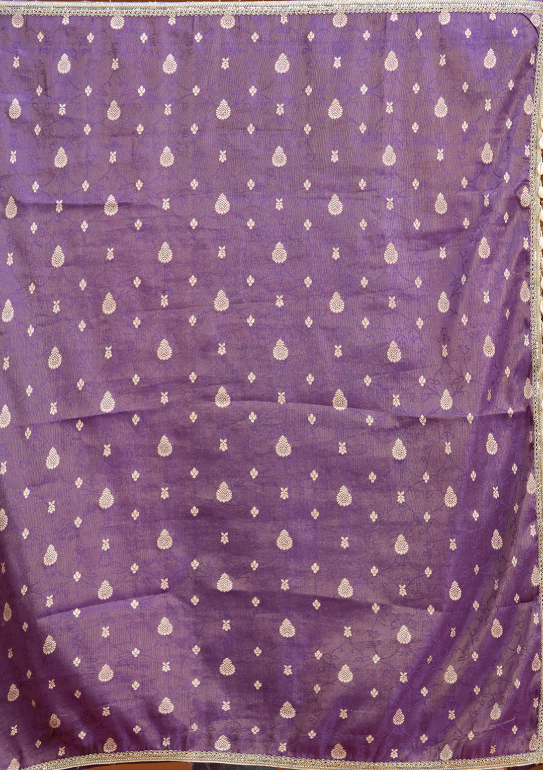 Purple Soft Raw Silk Zariwork Anarkali Kurta With Bottom And Dupatta