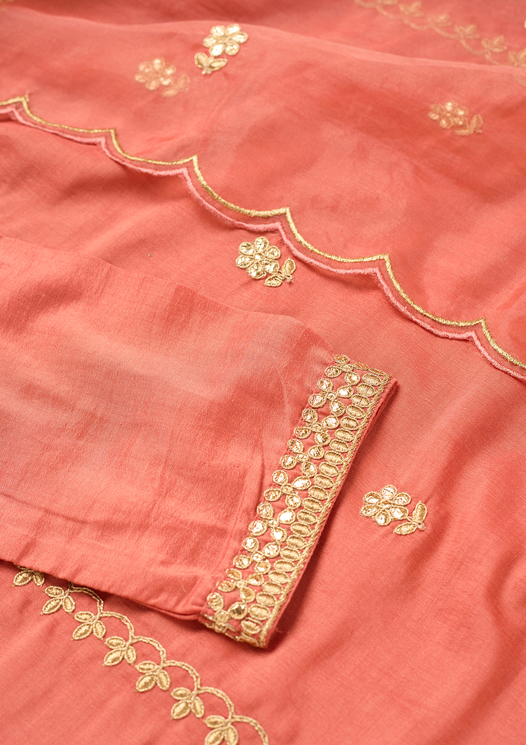 Gajari Pink Art Silk Cording Straight Kurta With Pant Regular And Dupatta