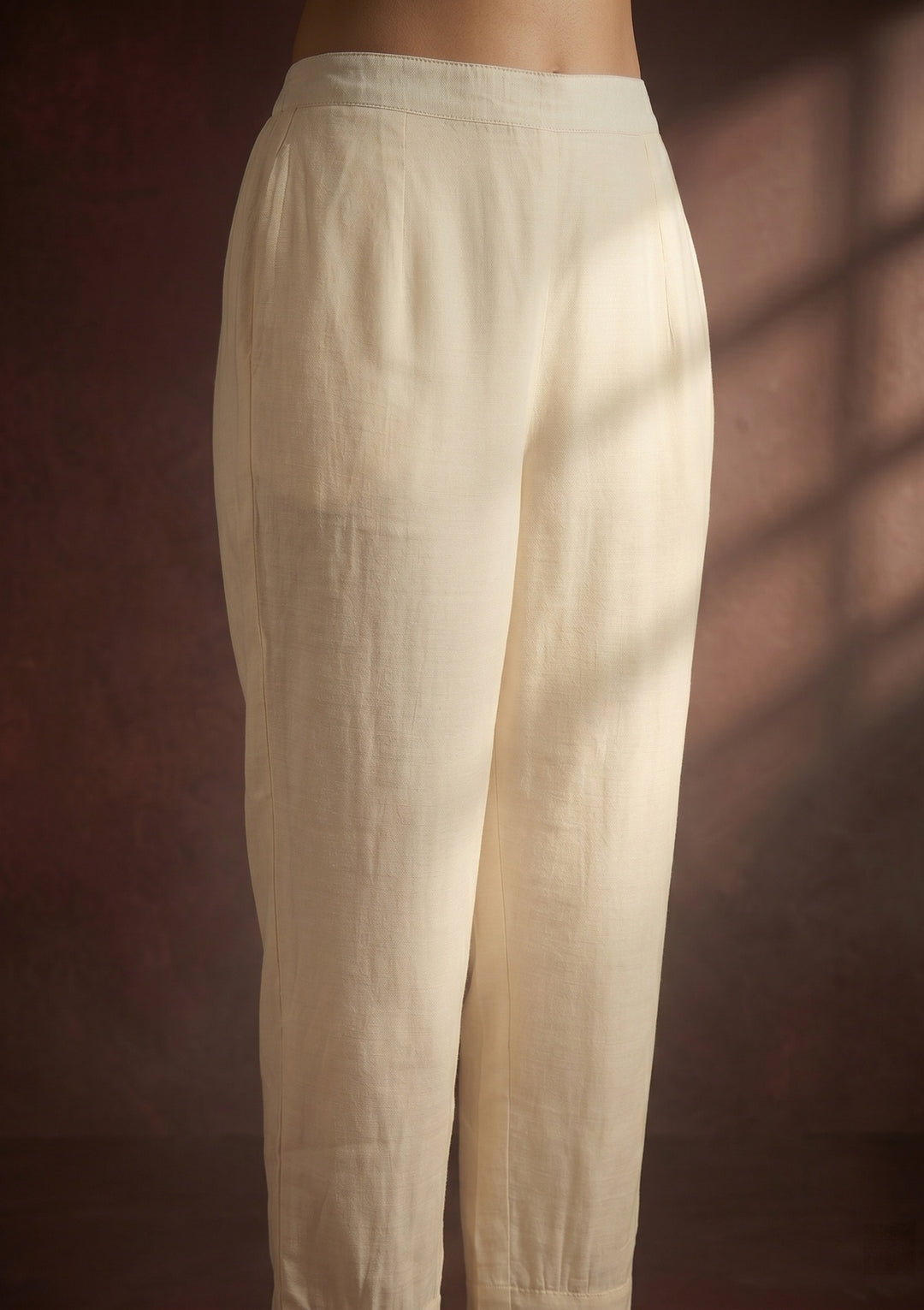 Off White Art Silk Threadwork A-Line Kurta With Pant Regular And Dupatta