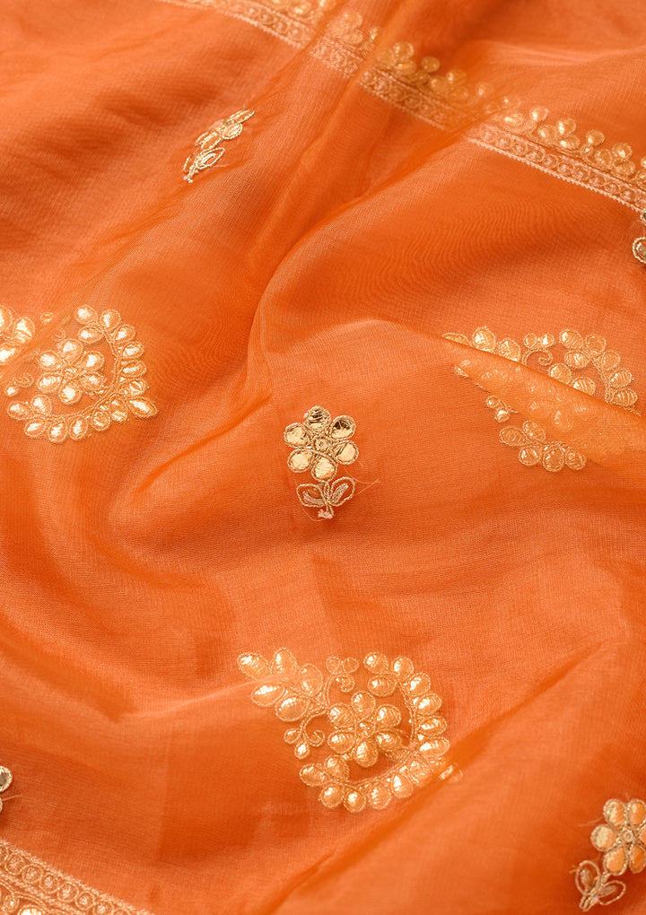 Rust Art Silk Cording Straight Kurta With Pant Regular And Dupatta