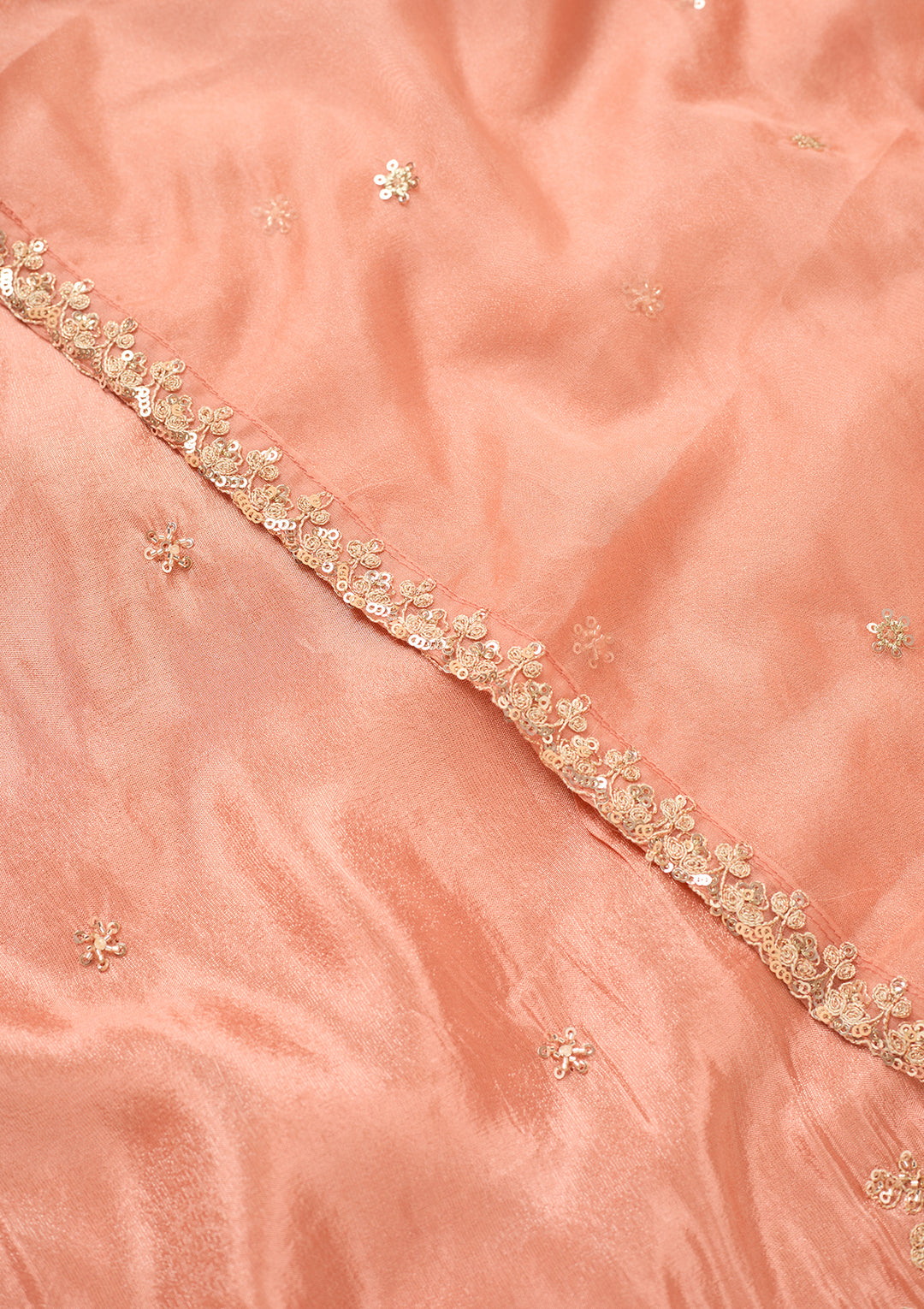 Peach Tissue Cutdana Straight Kurta With Sharara And Dupatta