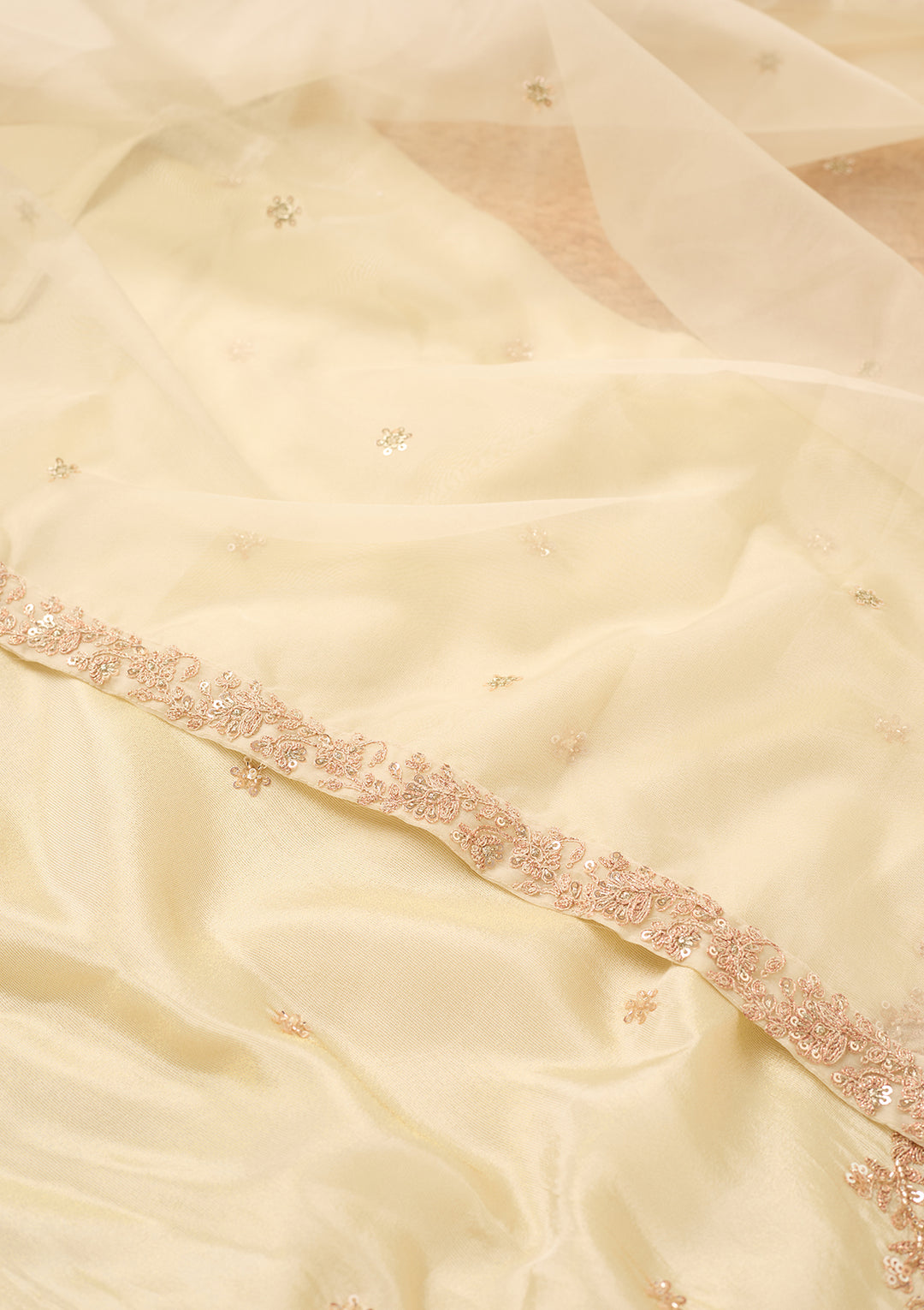Cream Tissue Cutdana Straight Kurta With Sharara And Dupatta