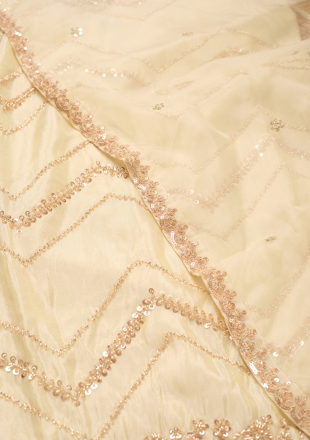 Cream Tissue Cutdana Straight Kurta With Sharara And Dupatta