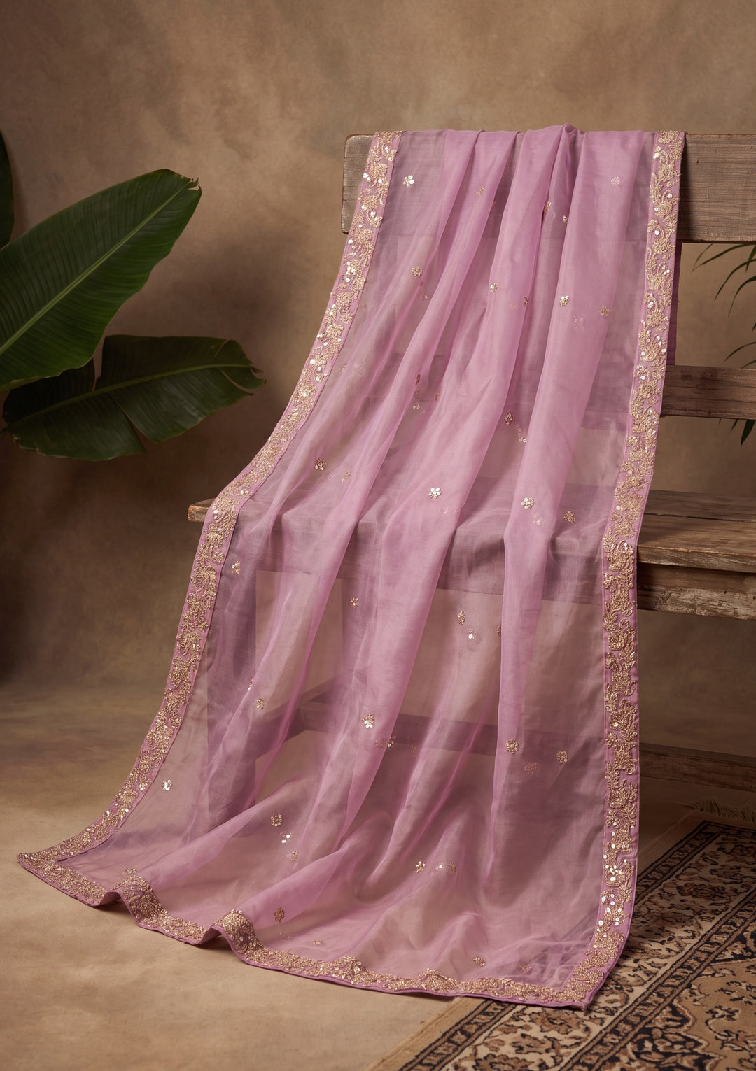 Purple Cutdana Tissue Readymade Salwar Suit