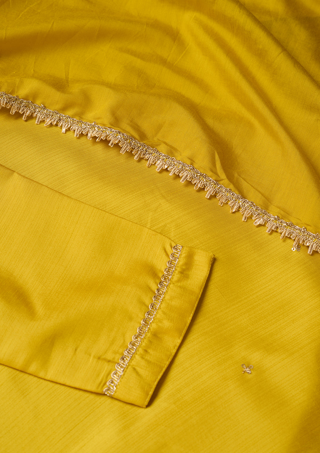 Yellow Art Silk Cording Straight Kurta With Pant Regular And Dupatta