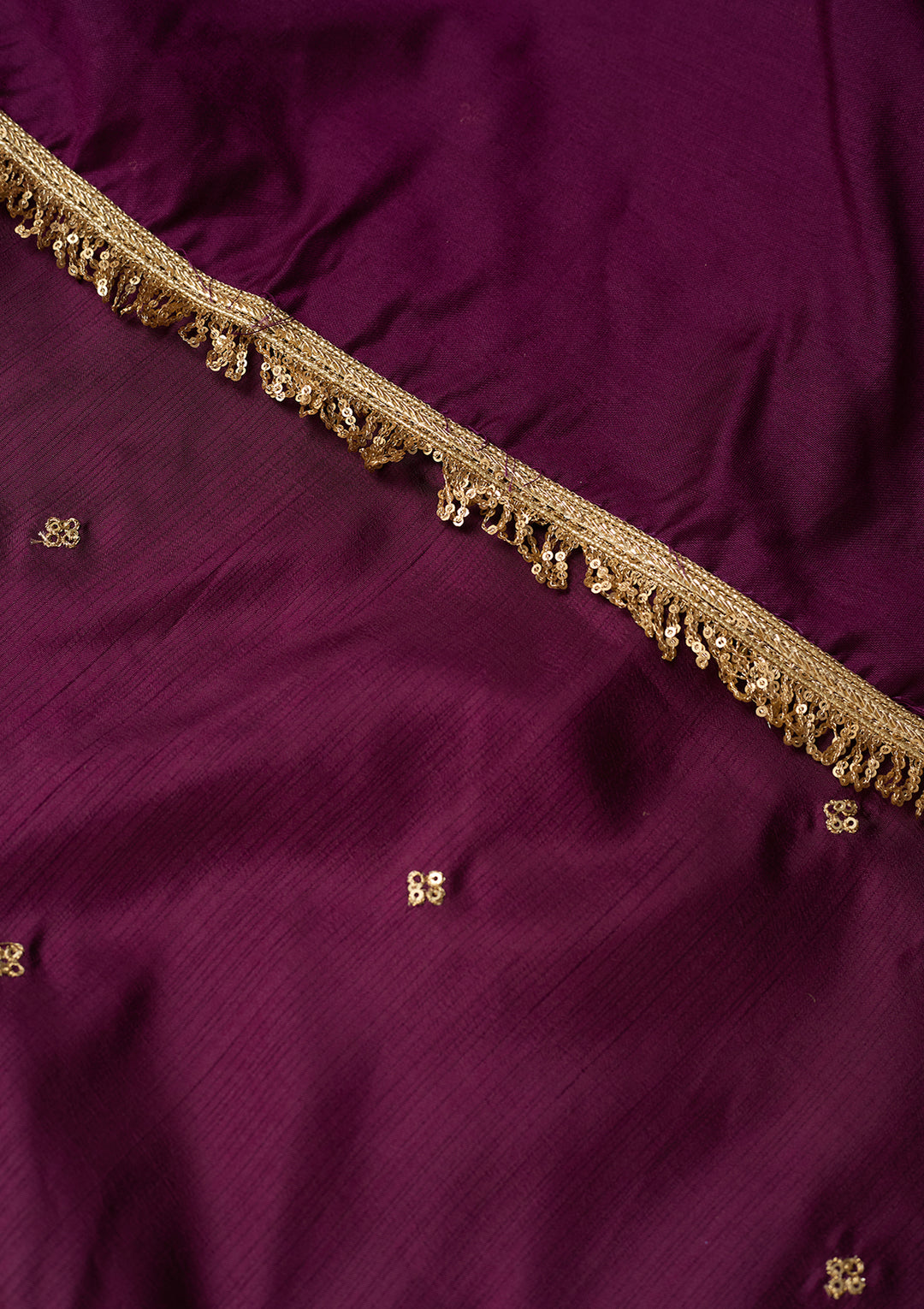 Wine Art Silk Cording A Line Kurta With Pant Regular And Dupatta