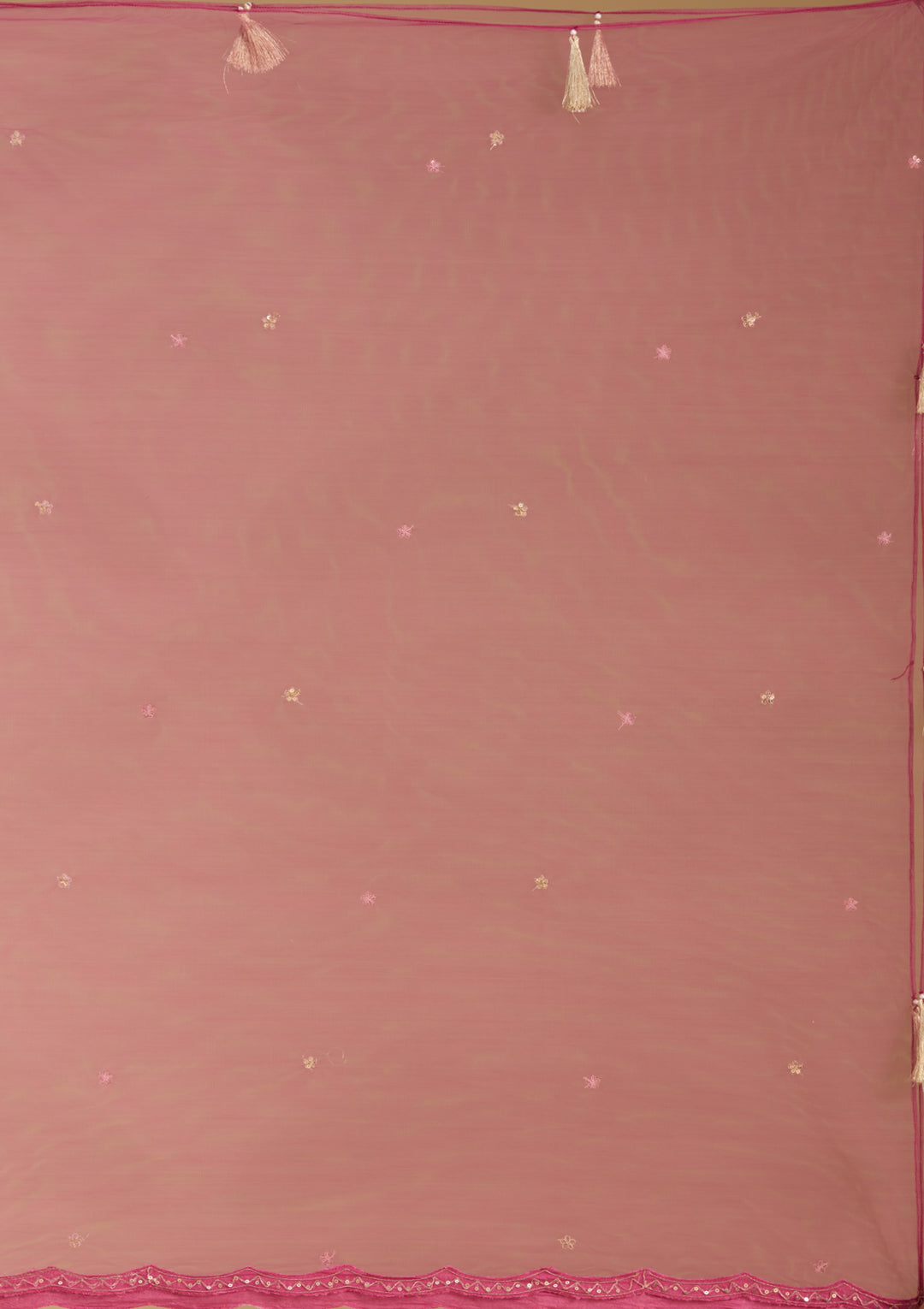 Rani Pink Georgette Zariwork Anarkali Kurta With Bottom And Dupatta