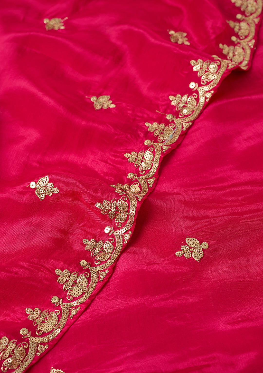 Magenta Pink Sequins Crepe Readymade Salwar Suit