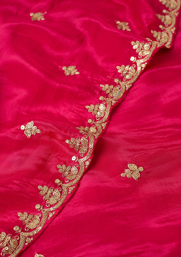 Magenta Pink Sequins Crepe Readymade Salwar Suit
