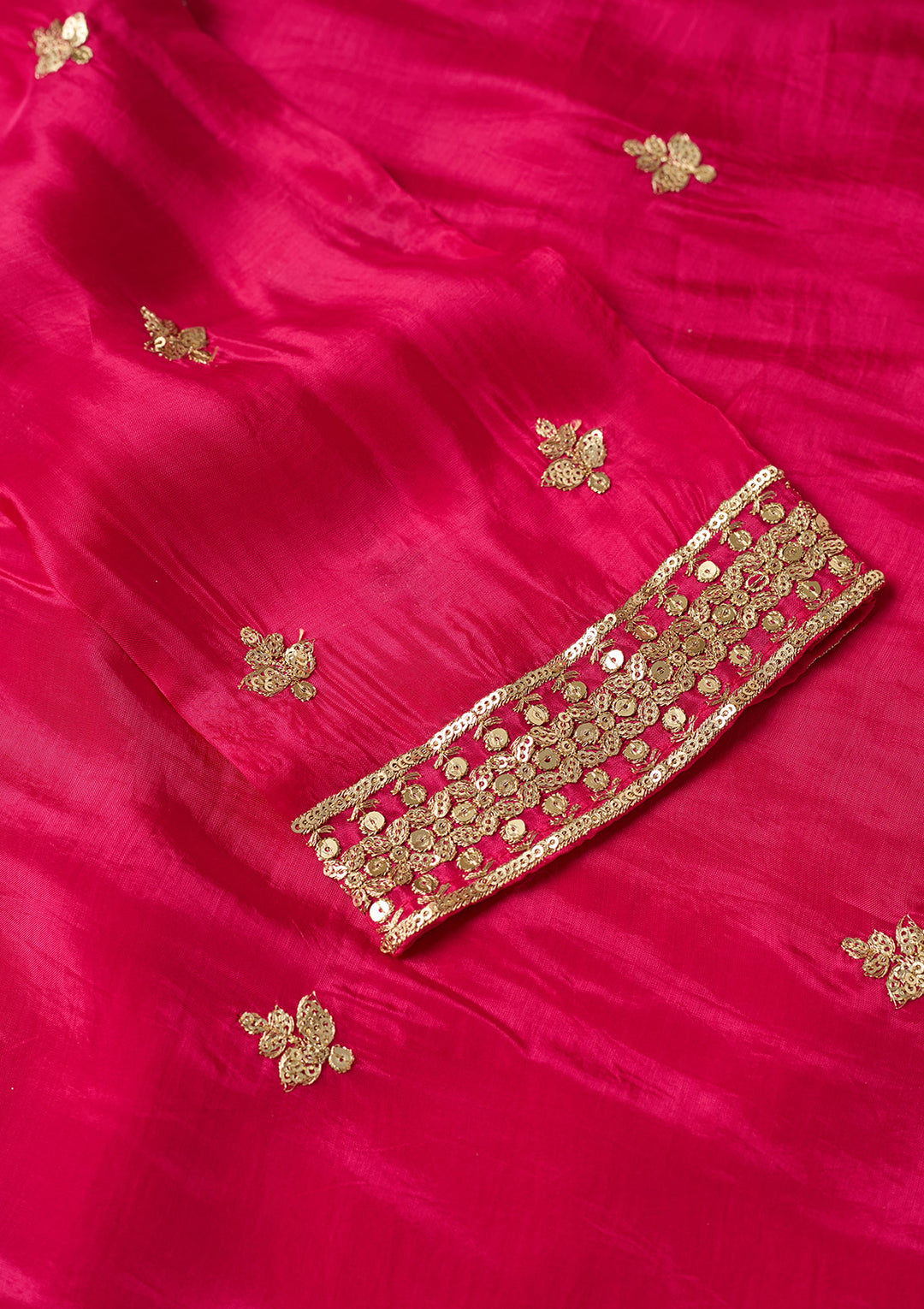 Magenta Pink Sequins Crepe Readymade Salwar Suit