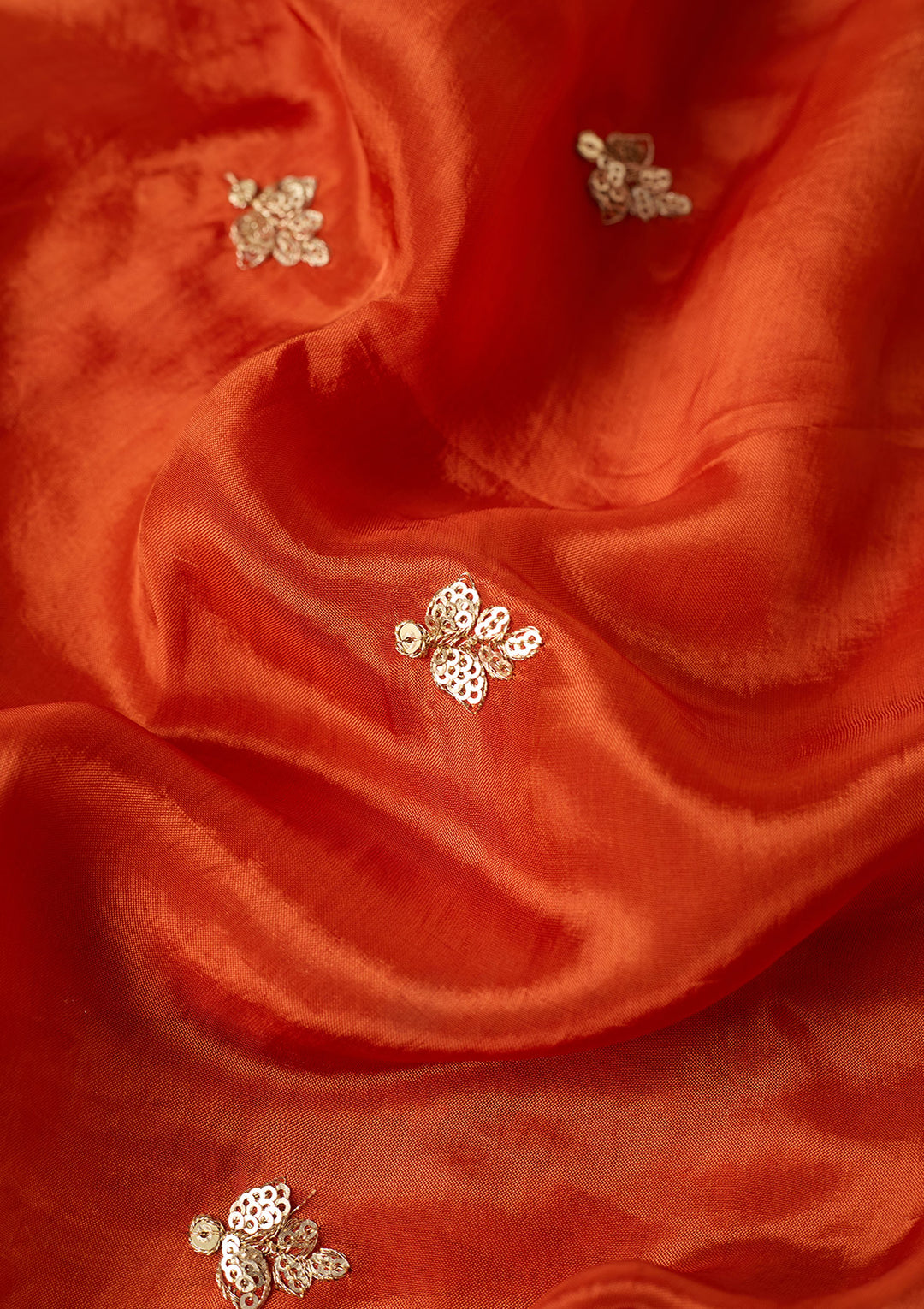 Rust Crepe Sequins Straight Kurta With Sharara And Dupatta