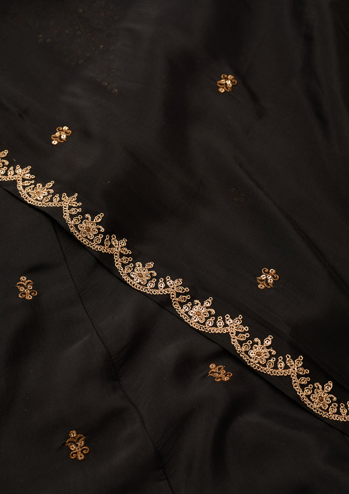 Black Chanderi Cording Anarkali Kurta With Pant Regular And Dupatta