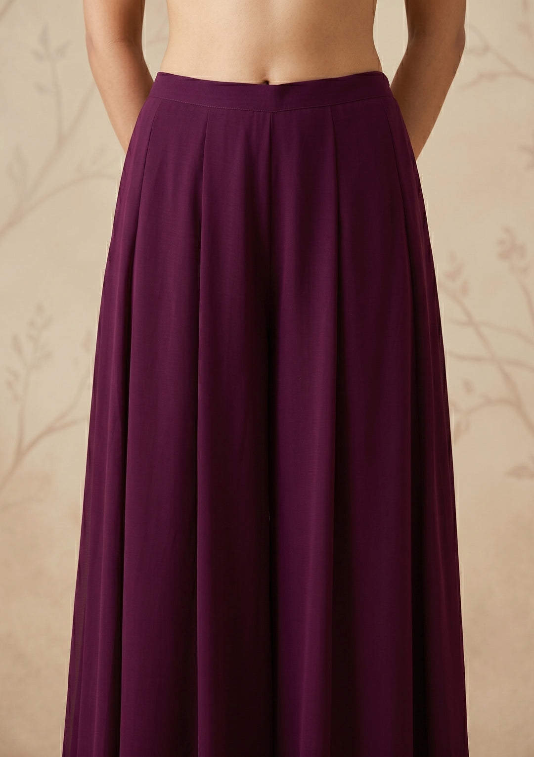 Wine Threadwork Georgette Readymade Salwar Suit