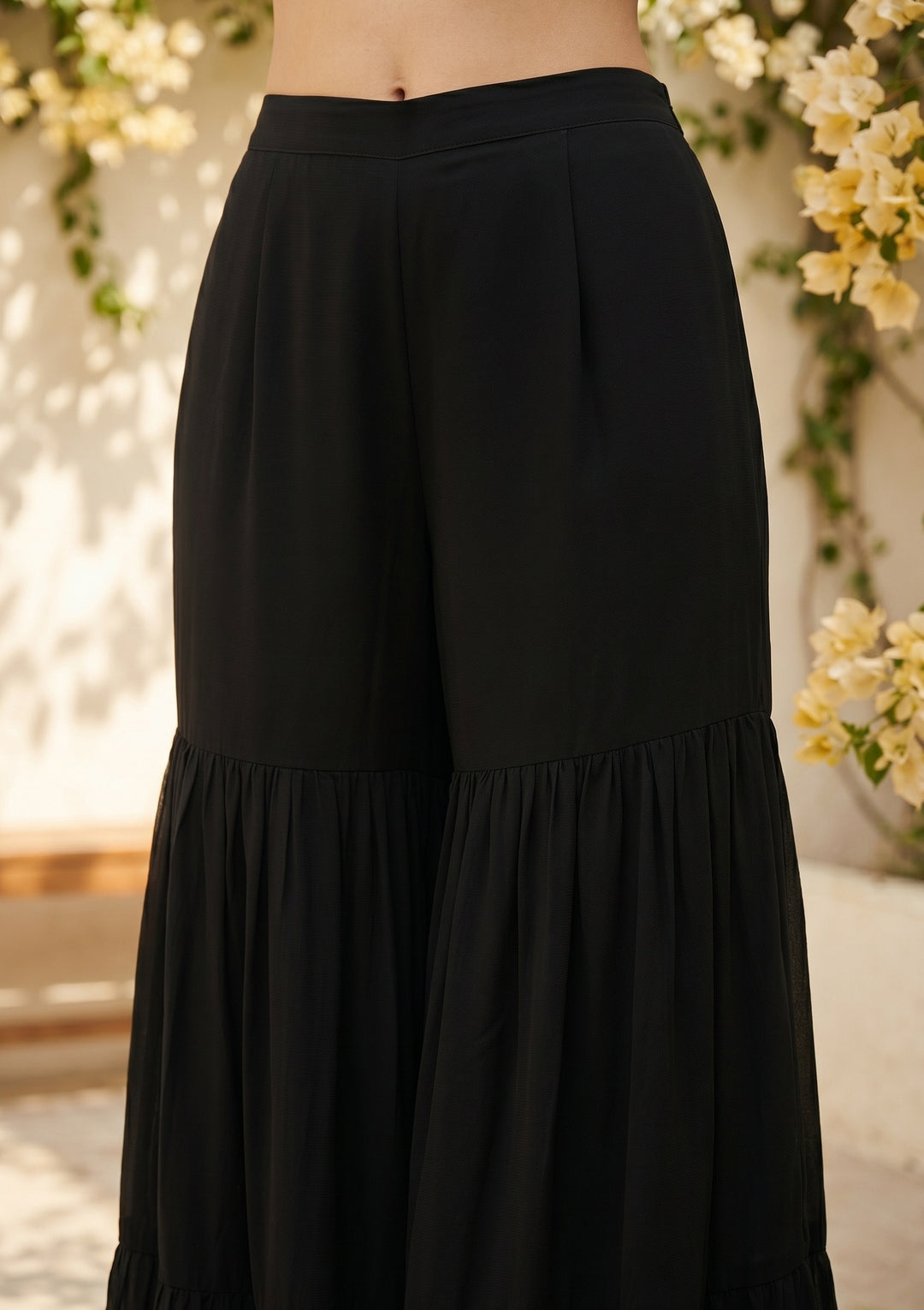 Black Threadwork Georgette Readymade Salwar Suit
