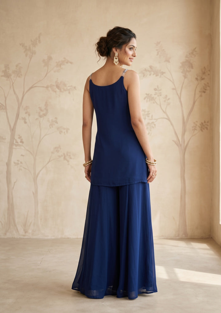Navy Blue Cutdana Georgette Readymade Salwar Suit