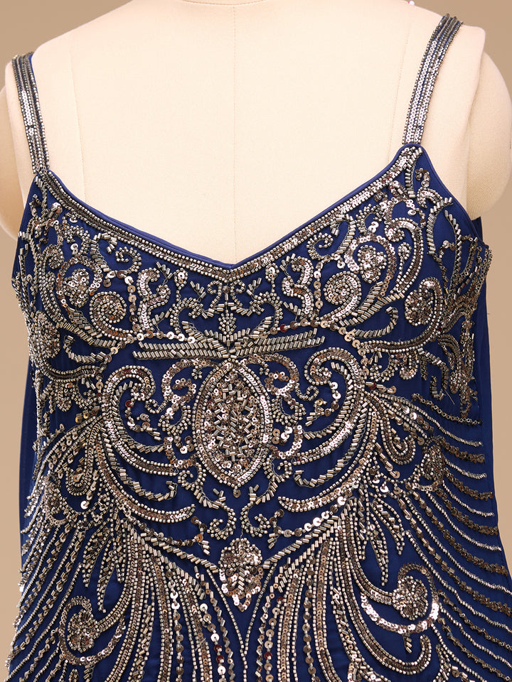 Navy Blue Cutdana Georgette Readymade Salwar Suit