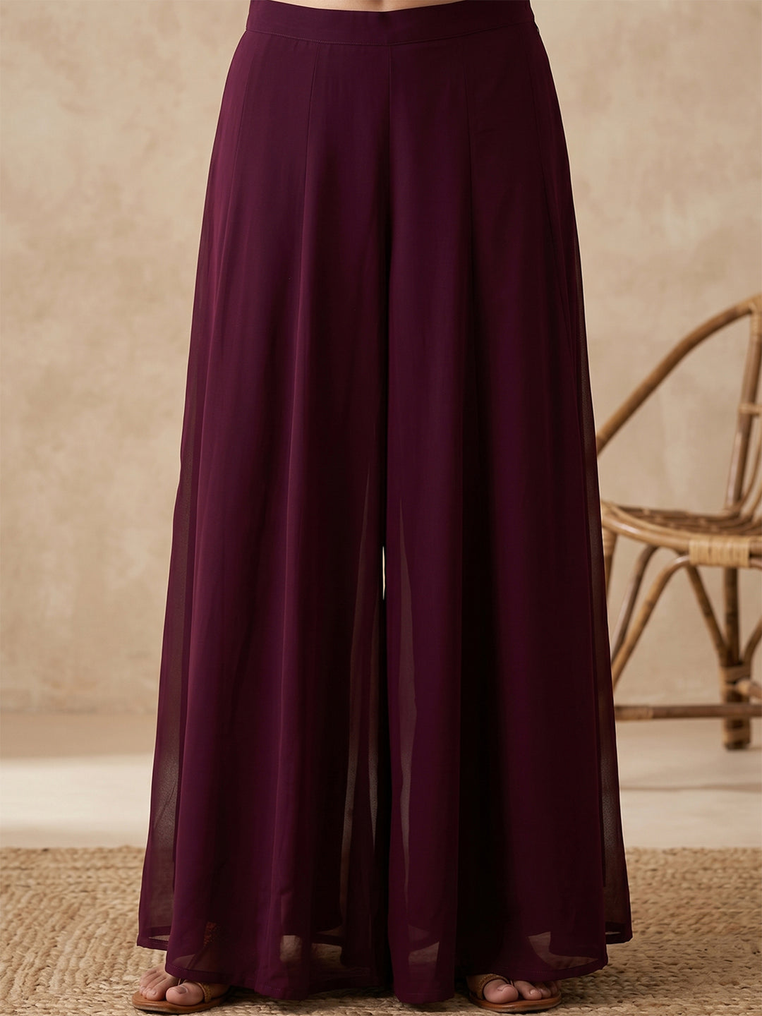 Wine Cutdana Georgette Readymade Salwar Suit