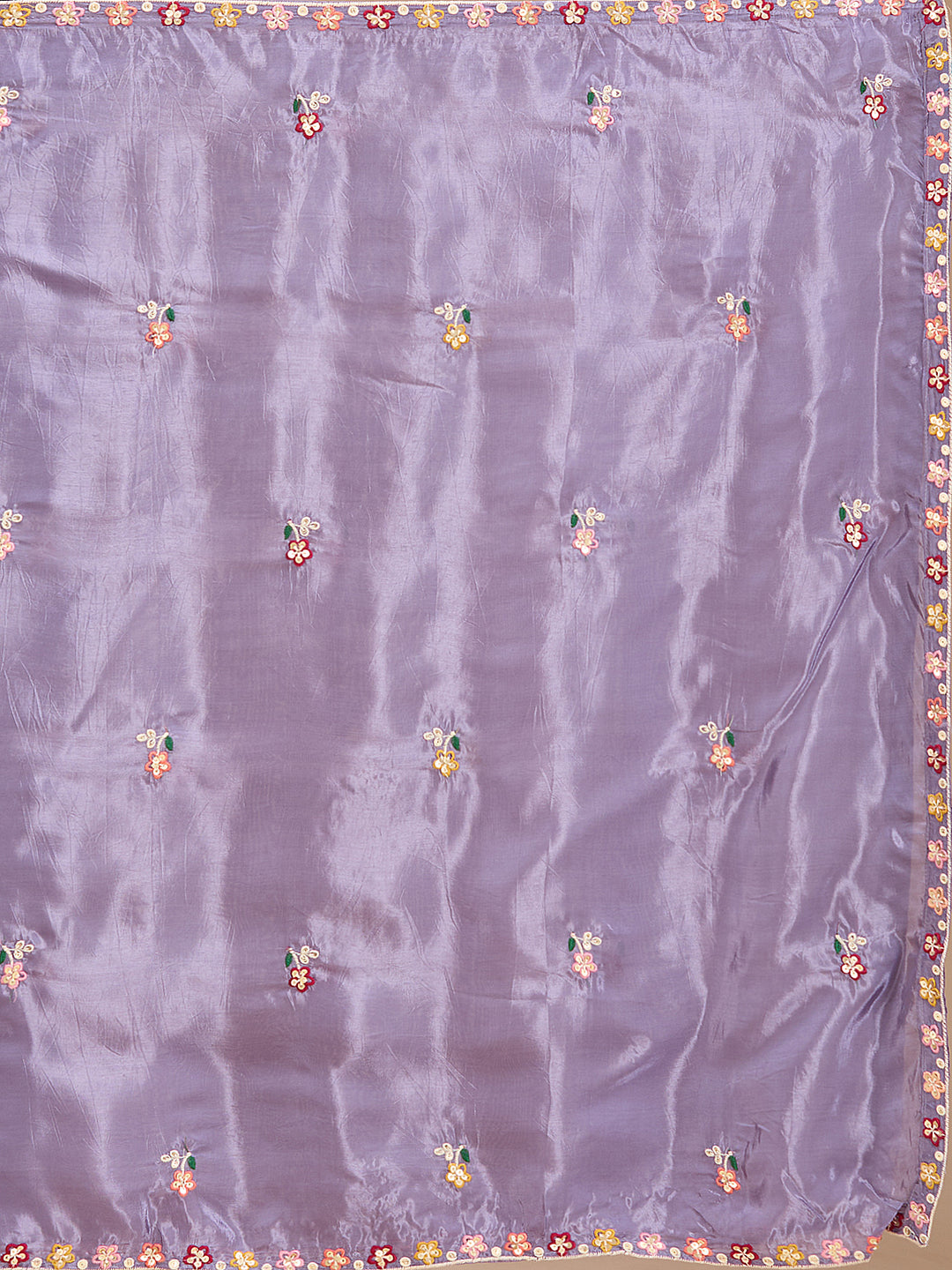 Lavender Threadwork Crepe Readymade Salwar Suit