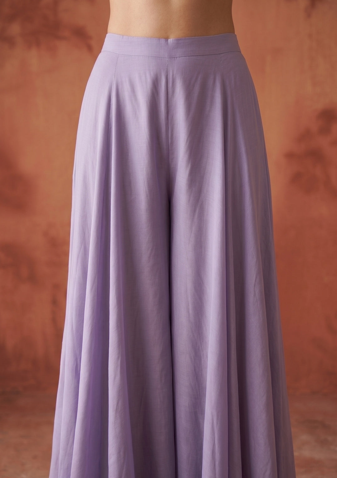 Lavender Threadwork Crepe Readymade Salwar Suit