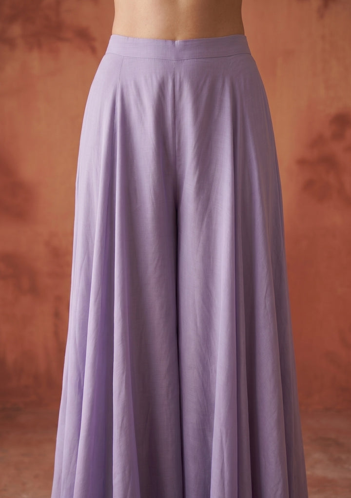 Lavender Threadwork Crepe Readymade Salwar Suit