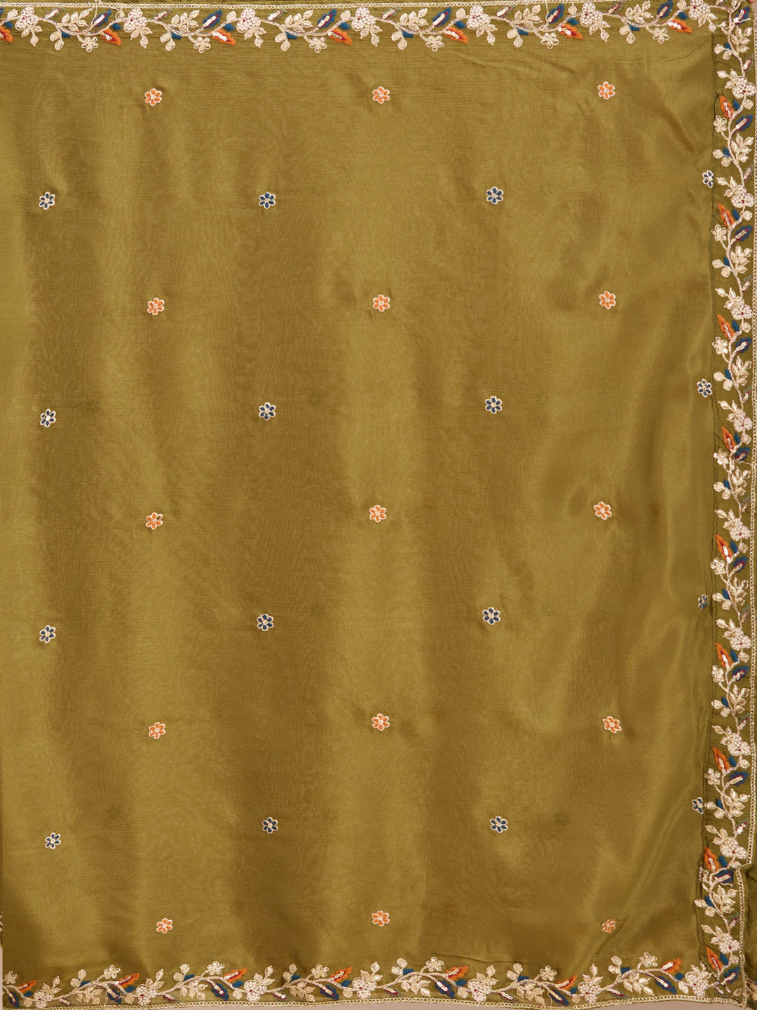 Mehendi Threadwork Crepe Readymade Salwar Suit