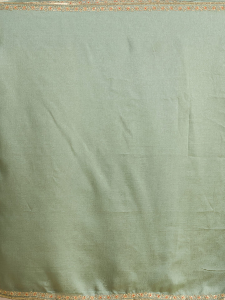 Green Soft Raw Silk Gold Zariwork Anarkali Kurta With Pant Regular And Dupatta