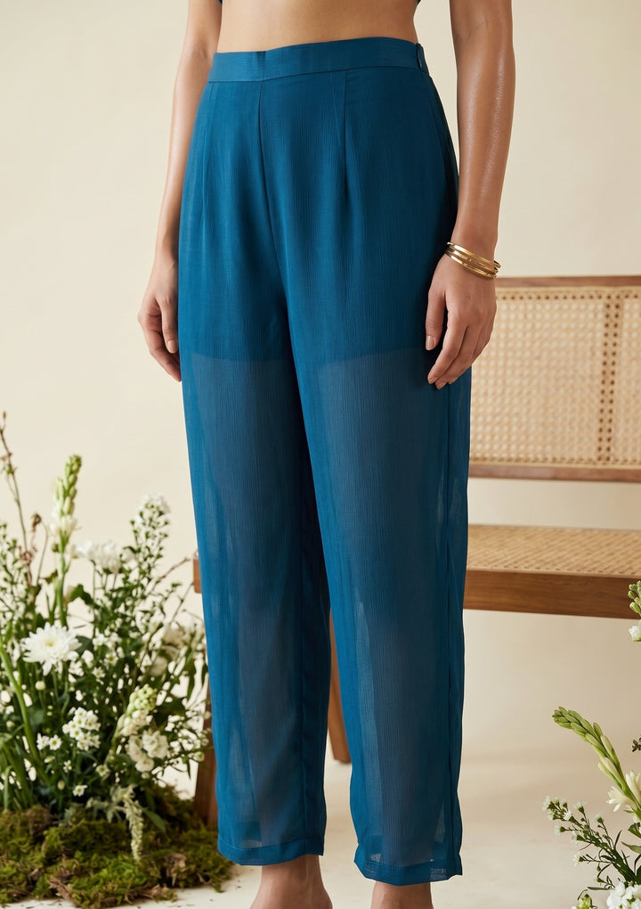 Blue Zariwork (Gold) Soft Raw Silk Readymade Salwar Suit