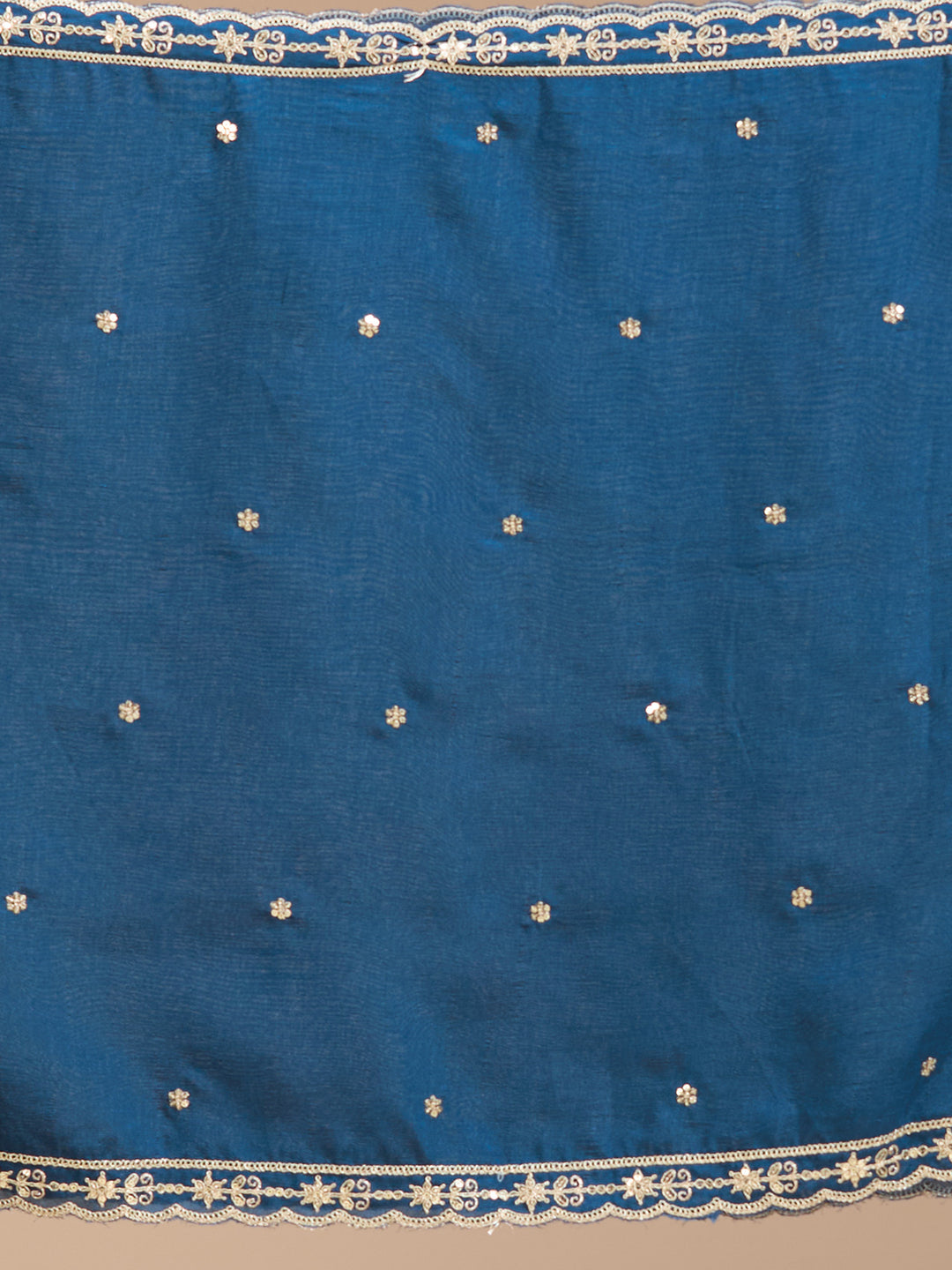 Blue Zariwork (Gold) Soft Raw Silk Readymade Salwar Suit