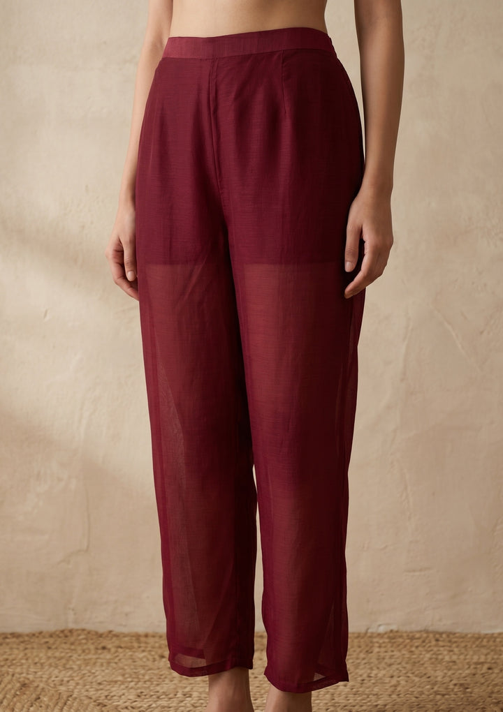 Maroon Zariwork (Gold) Soft Raw Silk Readymade Salwar Suit