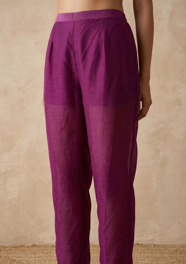 Purple Zariwork (Gold) Soft Raw Silk Readymade Salwar Suit