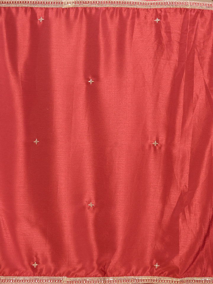 Rust Zariwork (Gold) Chinon Readymade Salwar Suit