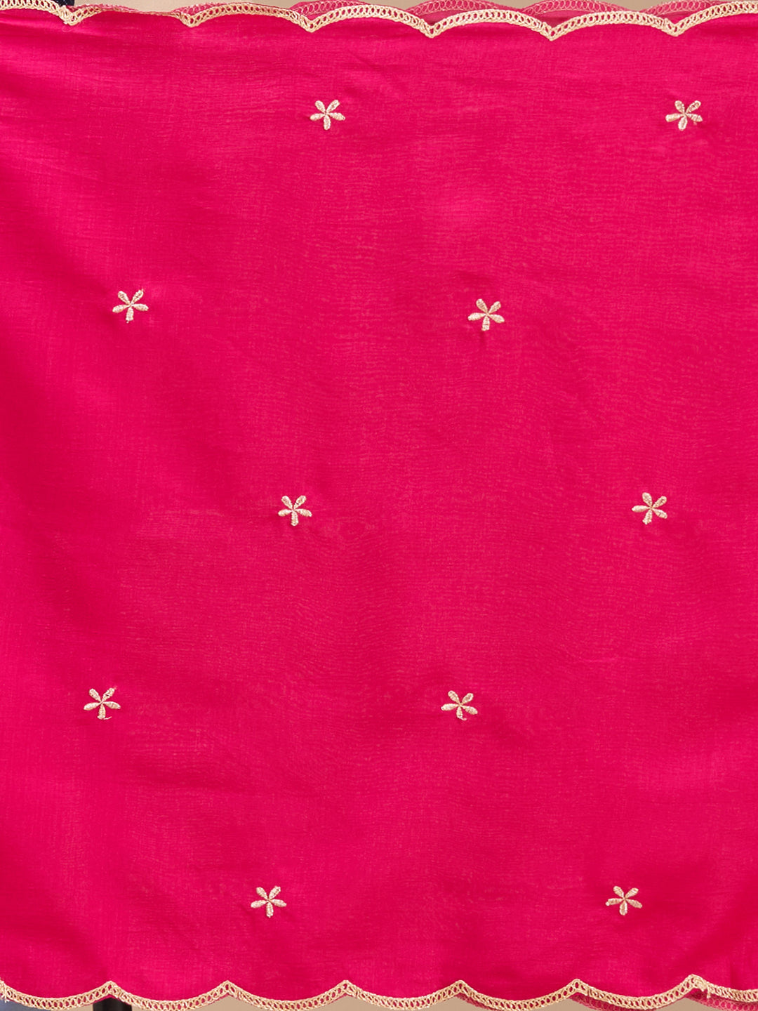 Rani Pink Zariwork (Gold) Soft Raw Silk Readymade Salwar Suit