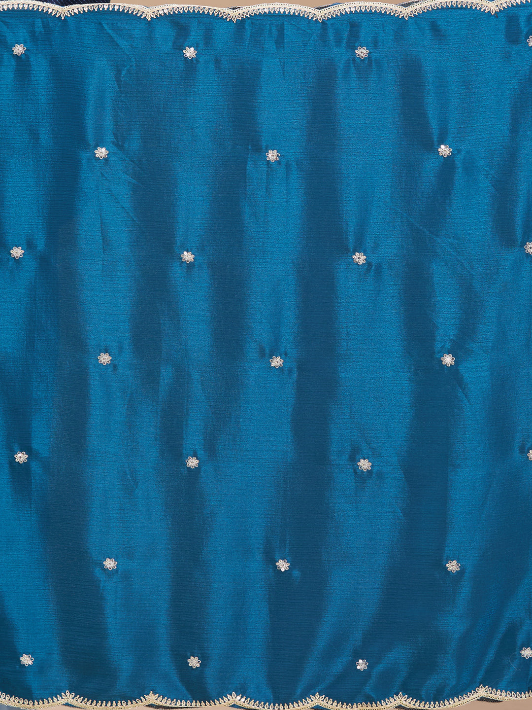 Peacock Blue Zariwork (Gold) Chinon Readymade Salwar Suit