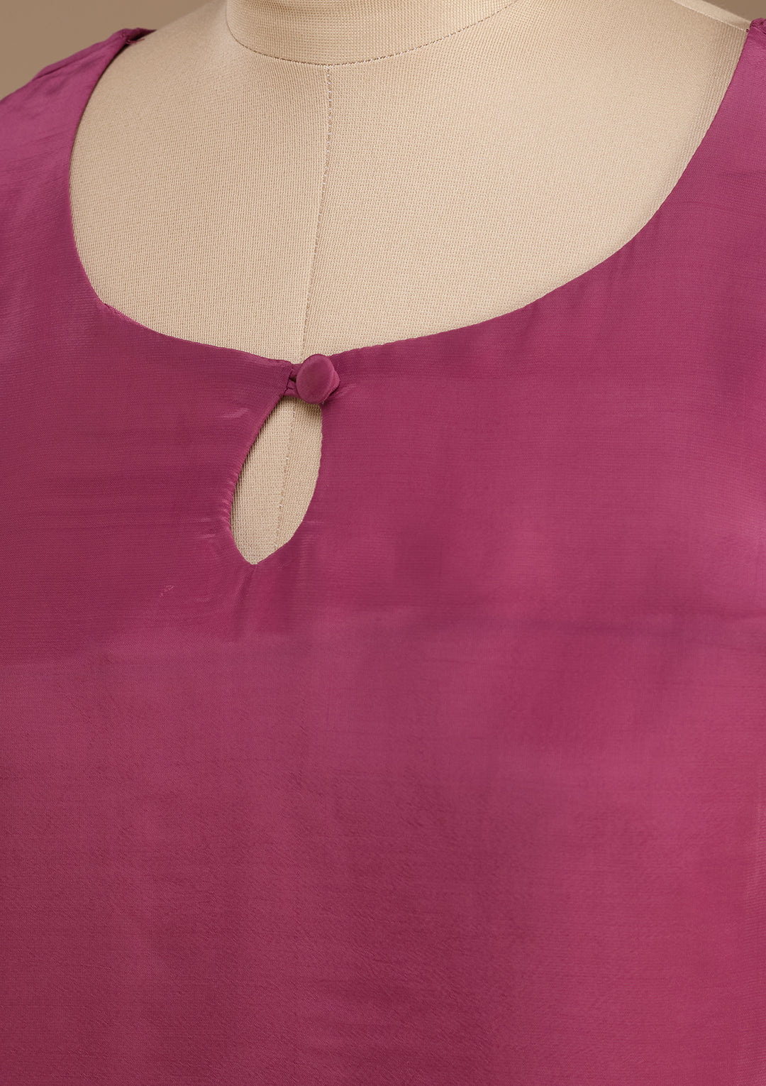 Dark Onion Pink Semi Crepe Threadwork Straight Kurta With Pant Regular And Dupatta