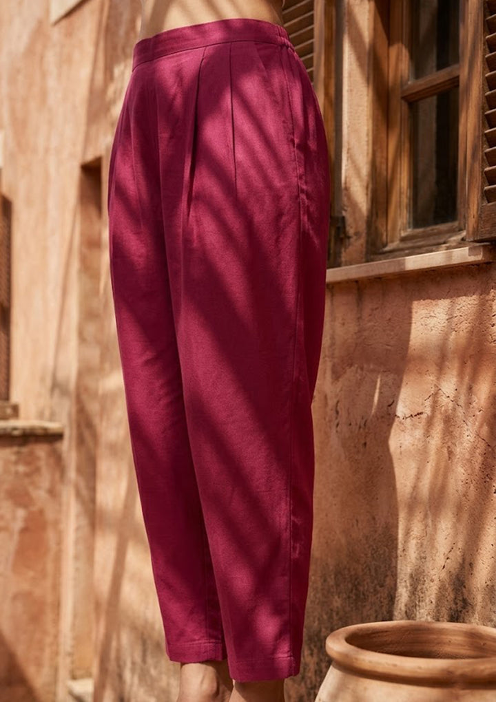 Onion Pink Threadwork Semi Crepe Readymade Salwar Suit