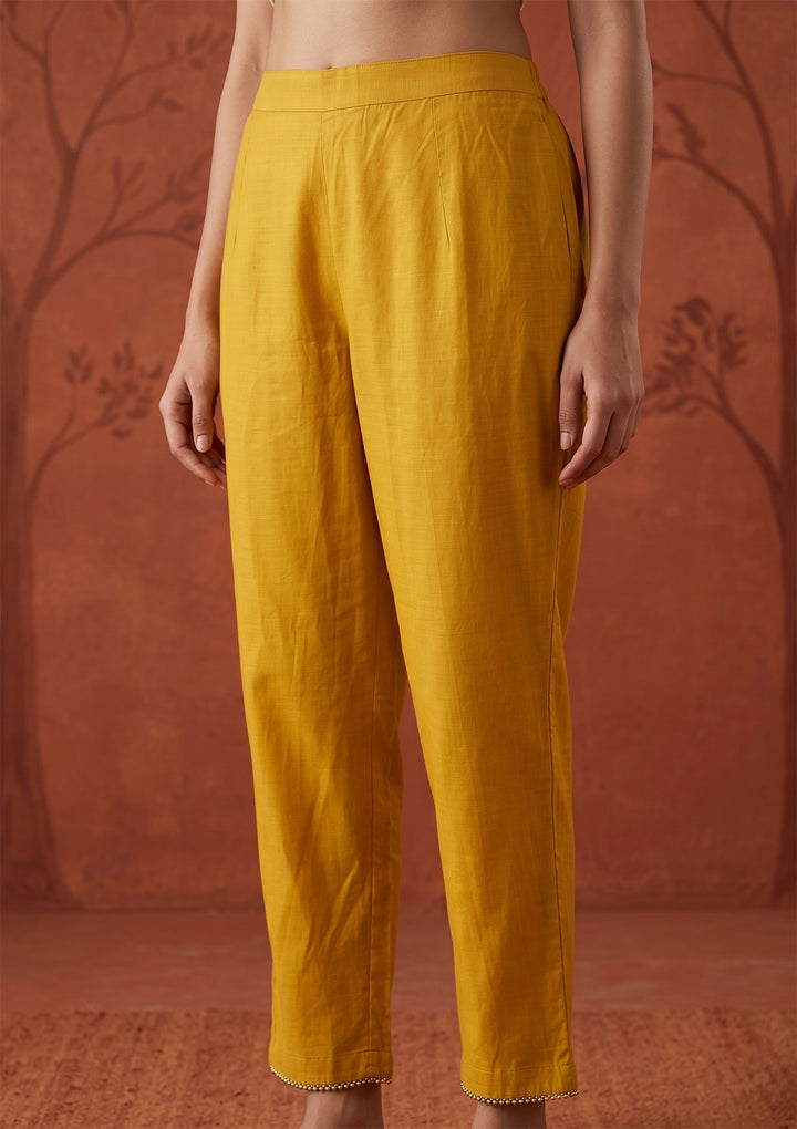 Mustard Threadwork Art Silk Readymade Salwar Suit