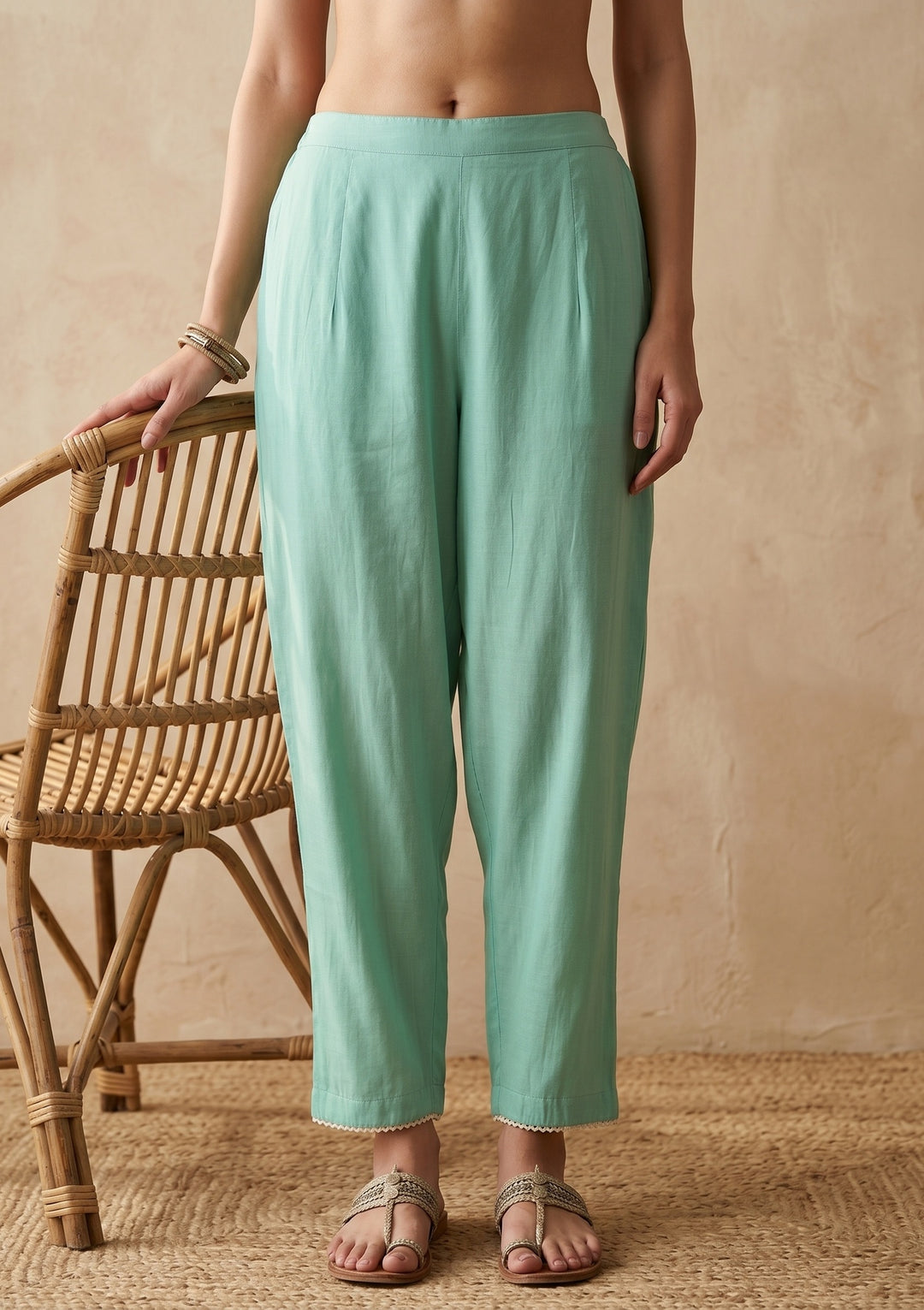 Sea Green Threadwork Art Silk Readymade Salwar Suit